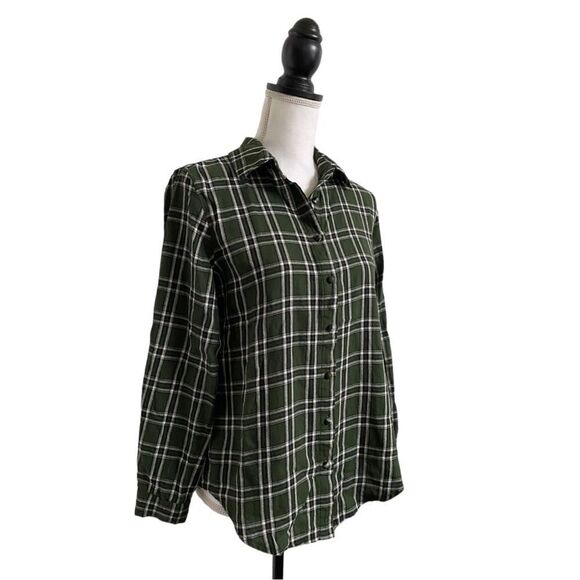 Princess Polly Exclusive Nora Shirt Plaid Forest Green Ladies Size US Size 2 - Picture 3 of 9